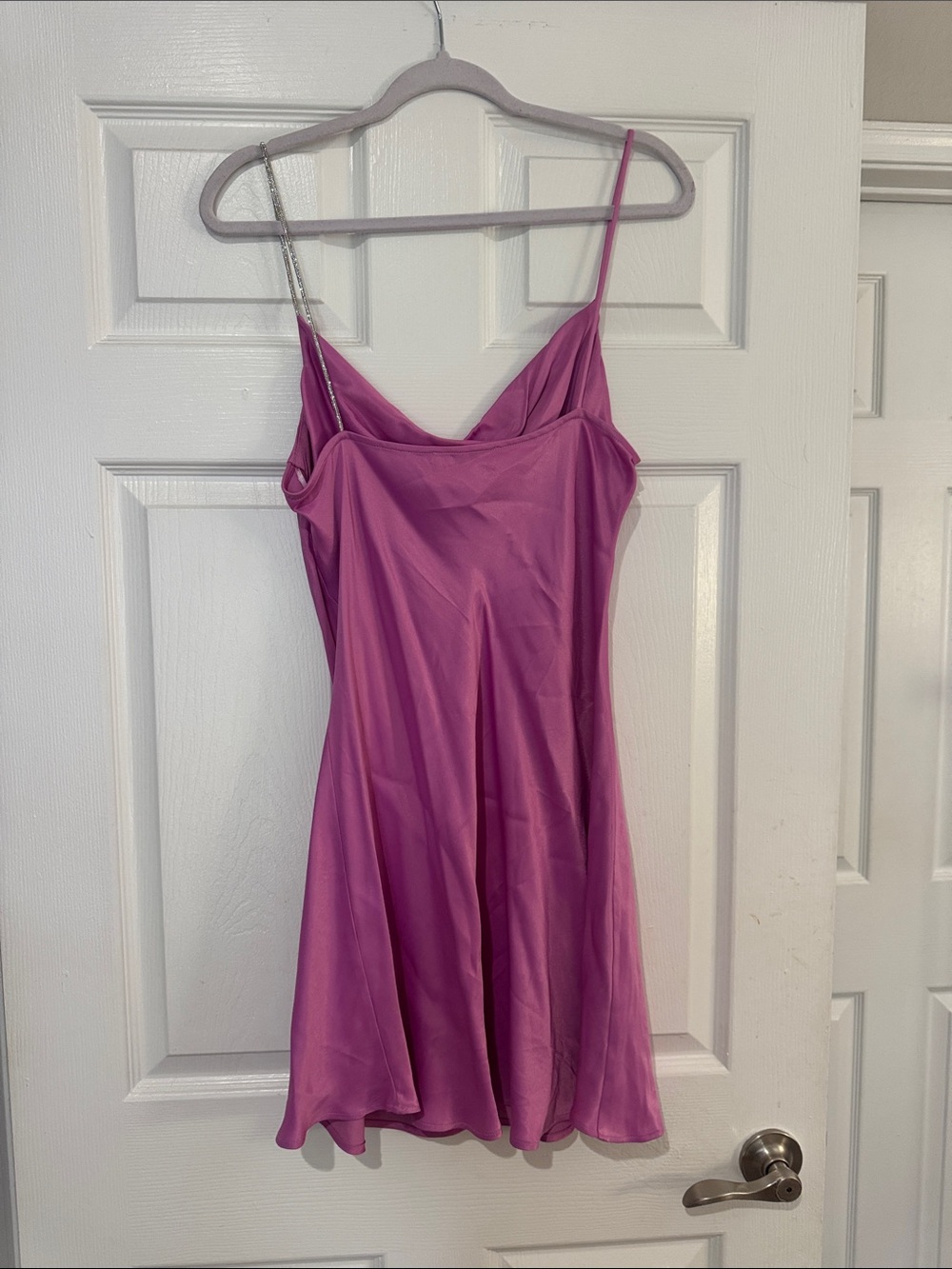 Zara Silky Magenta Slip Dress with Cowl Neck - Picture 5 of 7